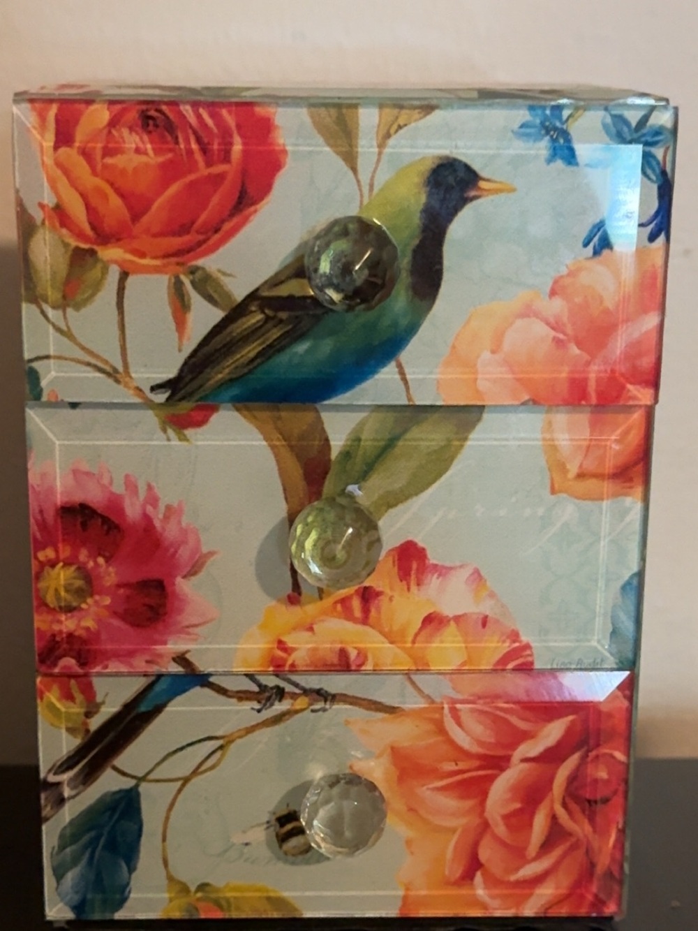 Floral Bird Decor in Blue and Green